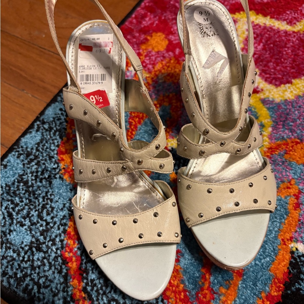 Anne Klein Women's Beige Studded Sandals